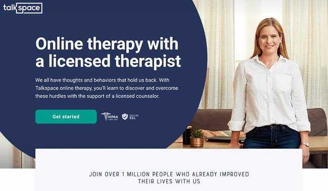 Homepage of TalkSpace